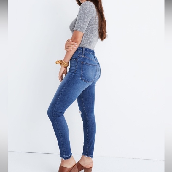 Madewell Petite Curvy High-Rise Skinny Jeans Drop Step-Hem Edition Raw Hem 33P - Picture 2 of 9